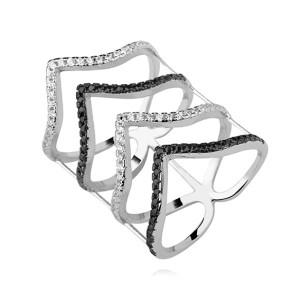 Inel argint lat cu pietre albe si negre DiAmanti Z1011-DIA (Argint 925‰ 5,5 g.)
